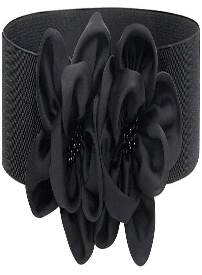 ALAIX Women's Wide Belt Stretchy Chunky Waist Belt Dress Belts Big Flower Cinch Belts Elastic Belts for Women - Image 1